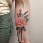 yellow carnation tattoo on the inner forearm tatufoto.com 358