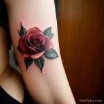 young woman with a rose tattoo, deciding to change her style tatufoto.com 098
