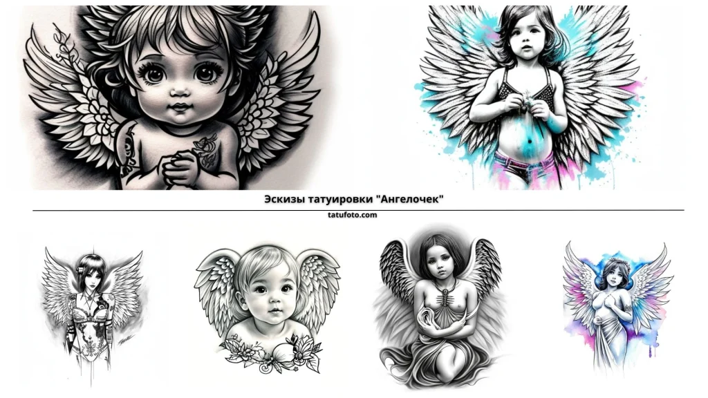 Эскизы татуировки Ангелочек - tatufoto.com 29102024