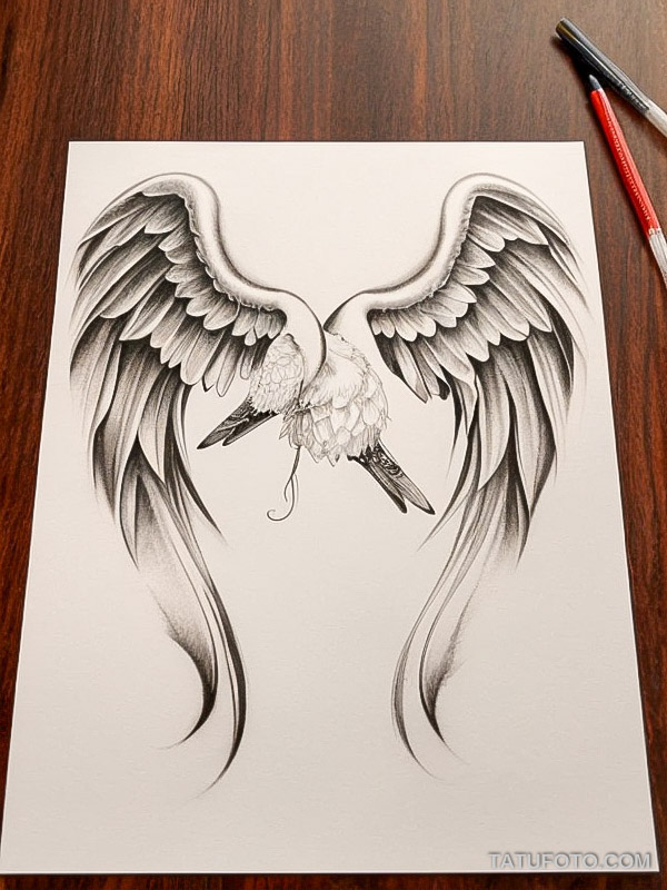 Эскиз тату ангельские крылья – Sketch of angel wings tattoo – tatufoto.com _578_11/15/2024 04:13:05