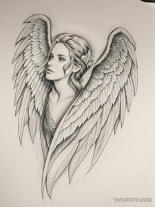 Эскиз тату ангельские крылья – Sketch of angel wings tattoo – tatufoto.com _364_11/15/2024 04:03:55