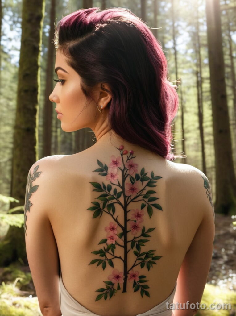 Красивая девушка с татуировкой цветок №006 - tatufoto.com 01112024