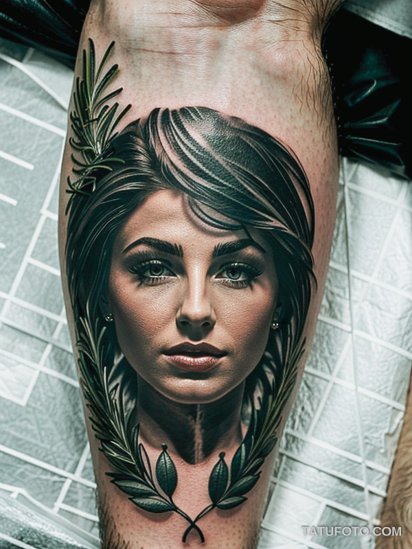 Кулинарные тату шеф-поваров - Black ink tattoo design of a cleaver and rosemary, tatufoto.com 439