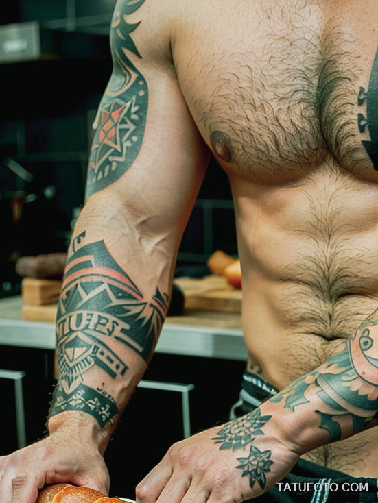 Кулинарные тату шеф-поваров - Chef with culinary tattoos on arms, tatufoto.com 433