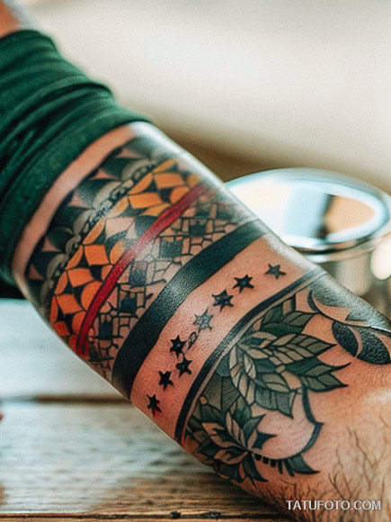 Кулинарные тату шеф-поваров - Close-up of a tattoo featuring a mortar and pestle with herbs, tatufoto.com 010