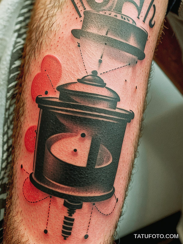 Кулинарные тату шеф-поваров - Close-up of a tattoo featuring a rolling pin with flour dust, tatufoto.com 149