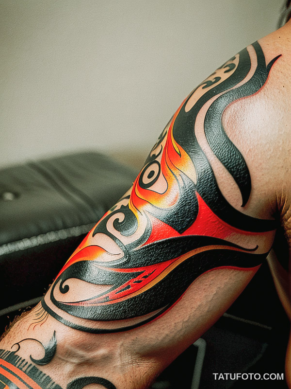 Кулинарные тату шеф-поваров - Colorful tattoo of a chili pepper and flames, tatufoto.com 220