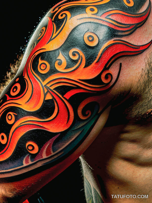 Кулинарные тату шеф-поваров - Colorful tattoo of a chili pepper and flames, tatufoto.com 221