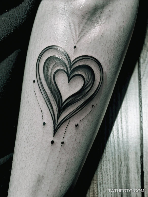 Кулинарные тату шеф-поваров - Elegant line drawing of a coffee cup with steam forming a heart, tatufoto.com 506