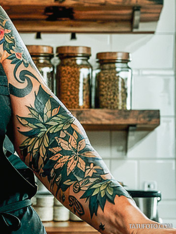 Кулинарные тату шеф-поваров - Female chef with a tattoo of a mortar and pestle on her hand, tatufoto.com 148
