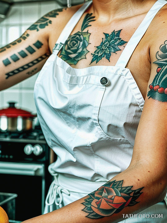 Кулинарные тату шеф-поваров - Female chef with a tattoo of a whisk and spoon on her wrist, tatufoto.com 076