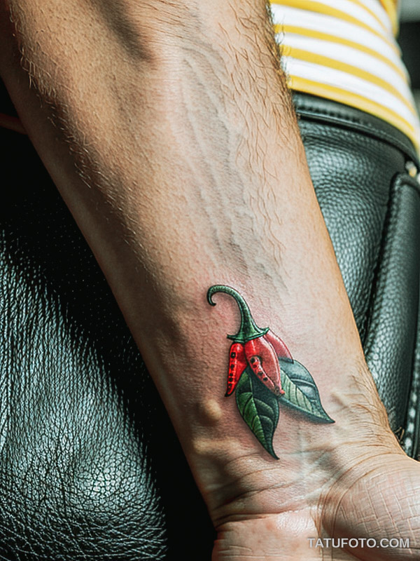 Кулинарные тату шеф-поваров - Realistic tattoo of chili peppers in different colors, tatufoto.com 381