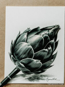 Кулинарные тату шеф-поваров - Simple black ink drawing of an artichoke, tatufoto.com 137