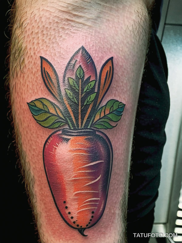 Кулинарные тату шеф-поваров - Tattoo of a carrot and radishes, tatufoto.com 346