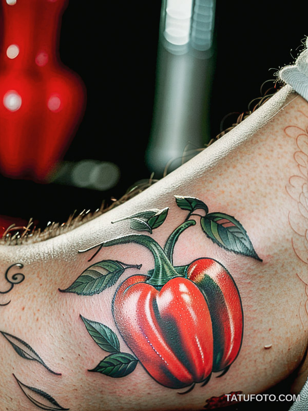 Кулинарные тату шеф-поваров - Tattoo of a pepper grinder with fresh peppercorns, tatufoto.com 203