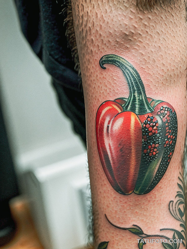 Кулинарные тату шеф-поваров - Tattoo of a pepper grinder with fresh peppercorns, tatufoto.com 205