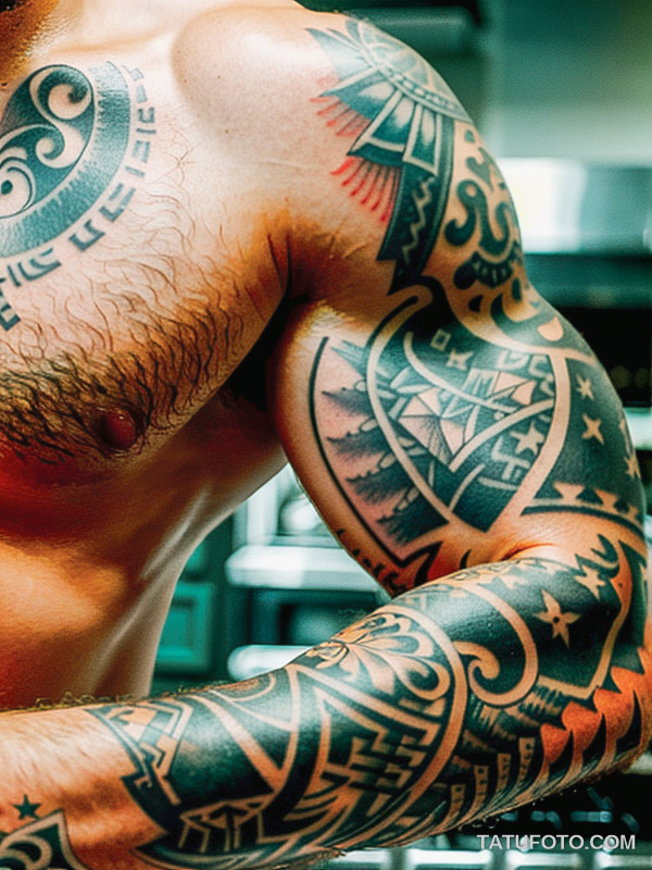 Кулинарные тату шеф-поваров - Tattooed chef with a fish tattoo on his bicep, tatufoto.com 106