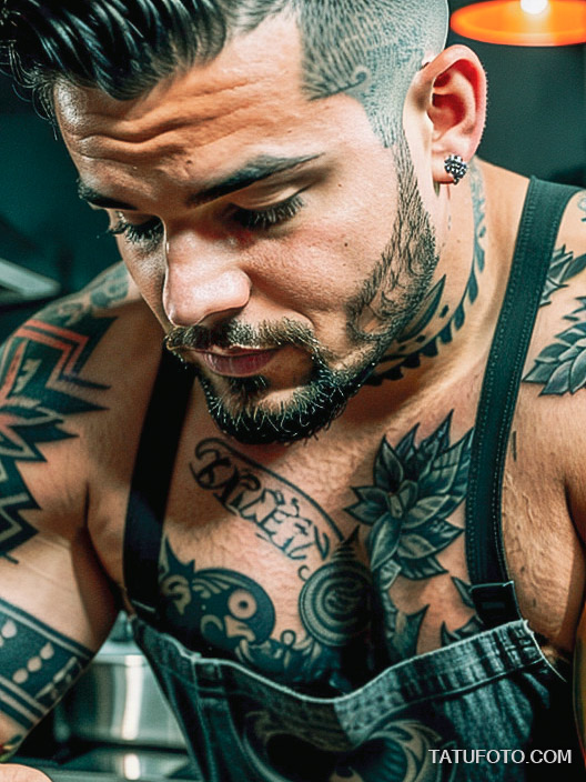 Кулинарные тату шеф-поваров - Tattooed male chef with a bold tattoo of a chili pepper and chef's knife on his forearm, tatufoto.com 030