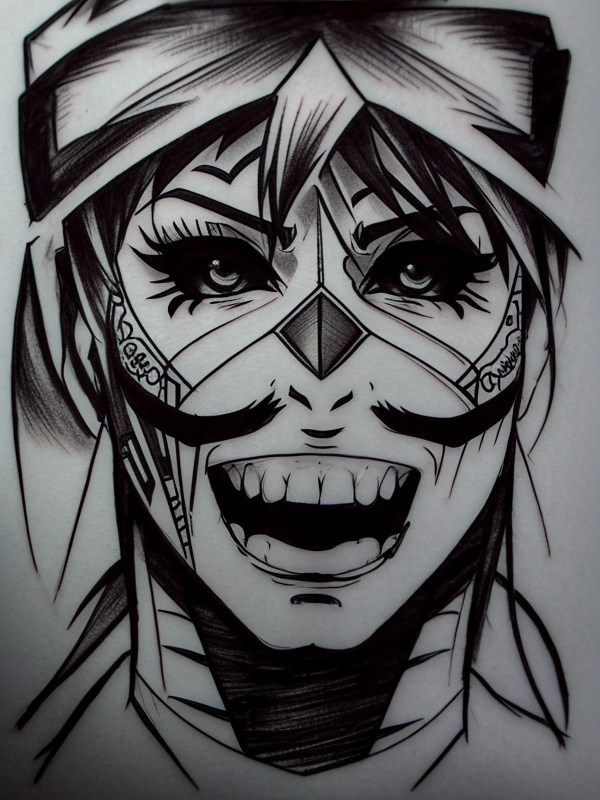 Эскиз тату аниме - Sketch tattoo anime redraw tattoo sketches on a white sheet into a Japanese-style Anime tattoo sketch, with traditional brush stroke effect, bold li tatufoto.com 134