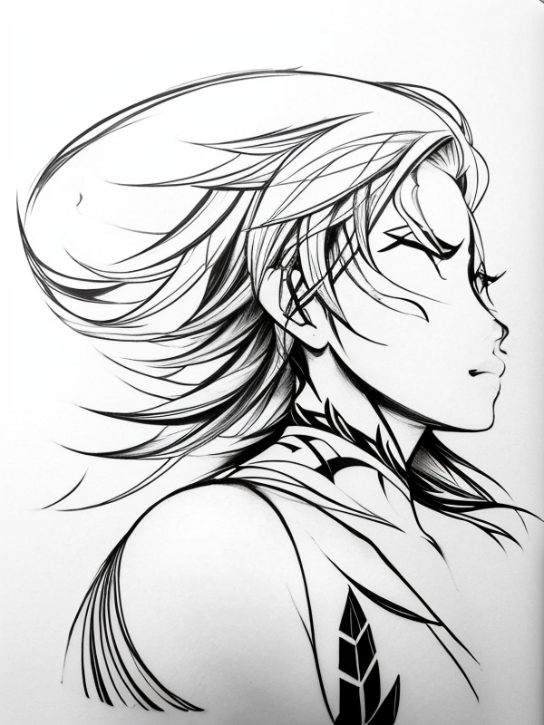 Эскиз тату аниме - Sketch tattoo anime redraw tattoo sketches on a white sheet into a bold and graphic Anime tattoo sketch, with thick black lines, high contrast shadi tatufoto.com 018