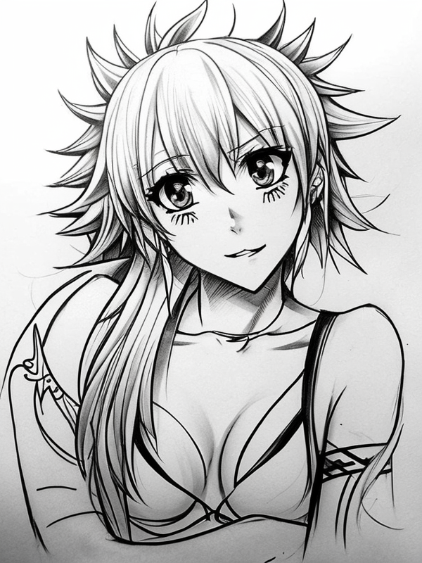 Эскиз тату аниме - Sketch tattoo anime redraw tattoo sketches on a white sheet into a cartoonish Anime tattoo sketch, with exaggerated features, playful style, bold ou tatufoto.com 161
