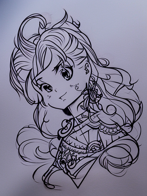 Эскиз тату аниме - Sketch tattoo anime redraw tattoo sketches on a white sheet into a cartoonish Anime tattoo sketch, with exaggerated features, playful style, bold ou tatufoto.com 197