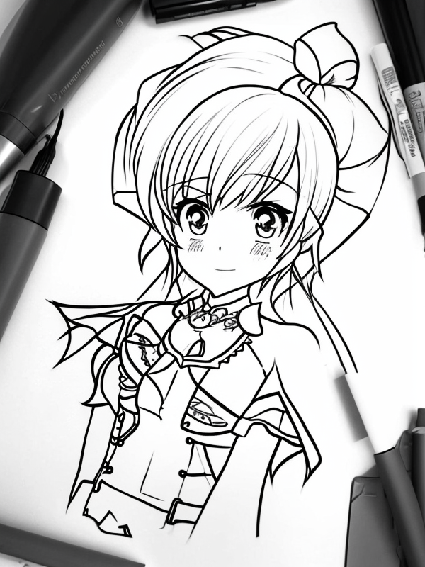 Эскиз тату аниме - Sketch tattoo anime redraw tattoo sketches on a white sheet into a cartoonish Anime tattoo sketch, with exaggerated features, playful style, bold ou tatufoto.com 285