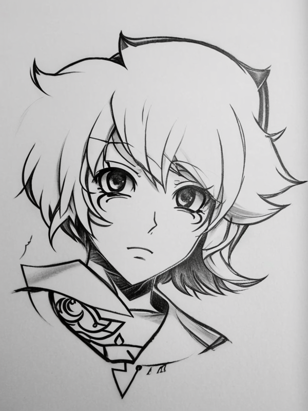 Эскиз тату аниме - Sketch tattoo anime redraw tattoo sketches on a white sheet into a cartoonish Anime tattoo sketch, with exaggerated features, playful style, bold ou tatufoto.com 413