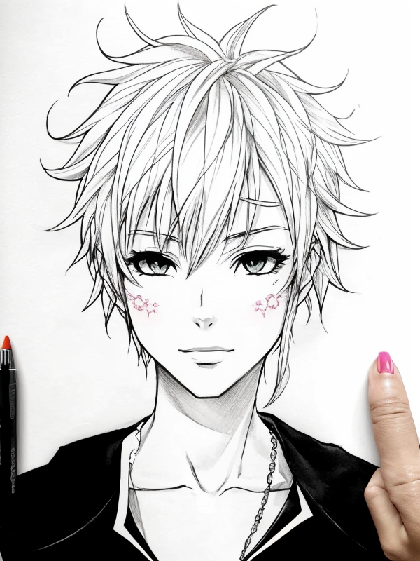 Эскиз тату аниме - Sketch tattoo anime redraw tattoo sketches on a white sheet into a colorful Anime tattoo sketch, using vibrant colors with a watercolor effect, deta tatufoto.com 260