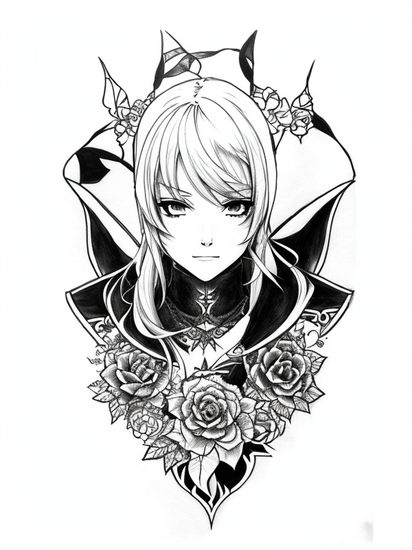 Эскиз тату аниме - Sketch tattoo anime redraw tattoo sketches on a white sheet into a highly detailed Anime tattoo sketch, with intricate lines, bold outlines, deep sh tatufoto.com 098