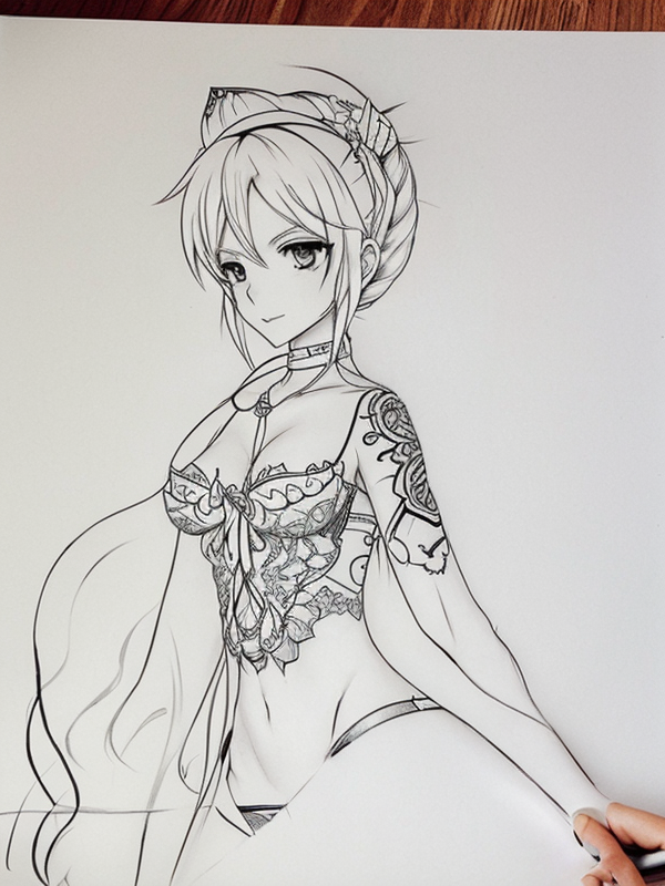 Эскиз тату аниме - Sketch tattoo anime redraw tattoo sketches on a white sheet into a highly detailed Anime tattoo sketch, with intricate lines, bold outlines, deep sh tatufoto.com 215