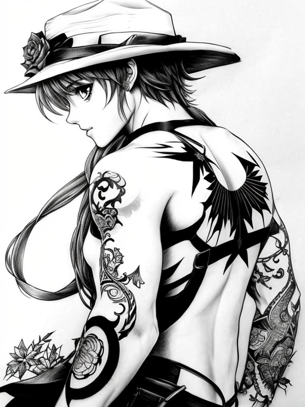 Эскиз тату аниме - Sketch tattoo anime redraw tattoo sketches on a white sheet into a highly detailed Anime tattoo sketch, with intricate lines, bold outlines, deep sh tatufoto.com 396
