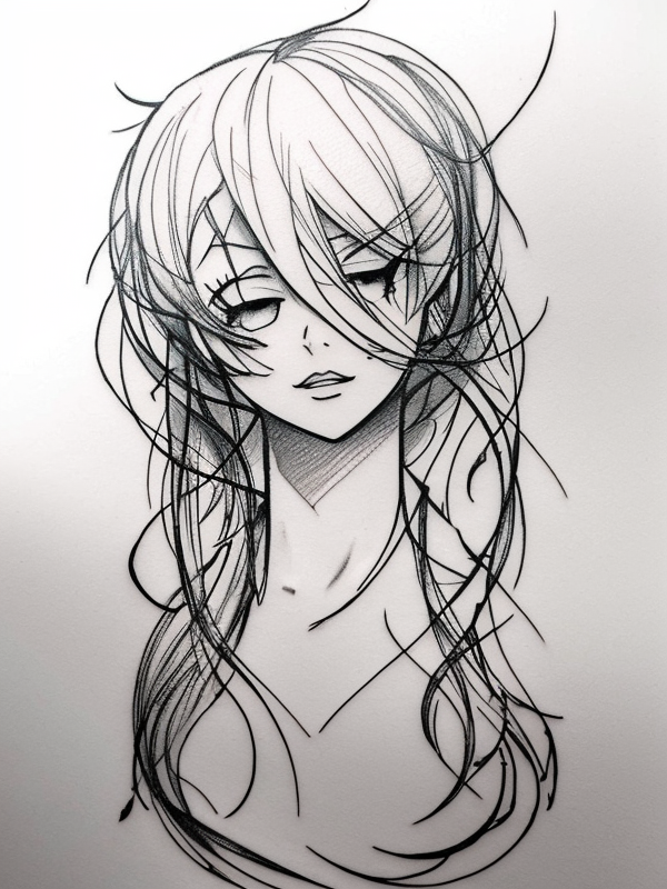 Эскиз тату аниме - Sketch tattoo anime redraw tattoo sketches on a white sheet into a modern minimalist Anime tattoo sketch, using only black ink with simple lines, sh tatufoto.com 153