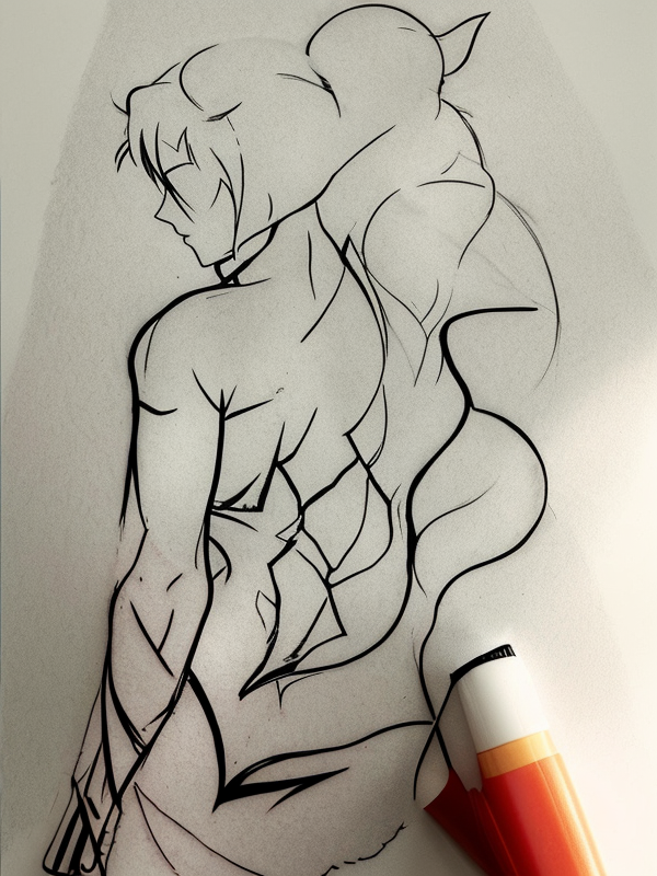 Эскиз тату аниме - Sketch tattoo anime redraw tattoo sketches on a white sheet into a modern minimalist Anime tattoo sketch, using only black ink with simple lines, sh tatufoto.com 180