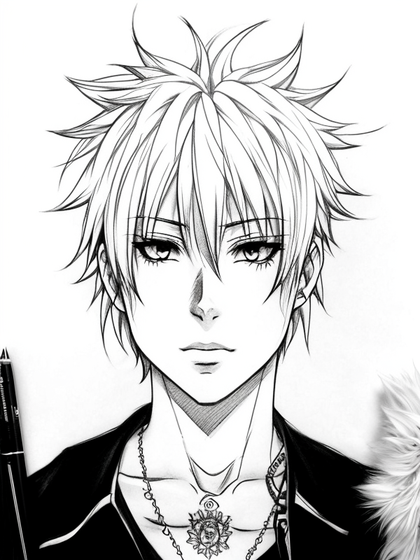 Эскиз тату аниме - Sketch tattoo anime redraw tattoo sketches on a white sheet into a realistic Anime tattoo sketch, with detailed fur texture, lifelike shading, high tatufoto.com 254