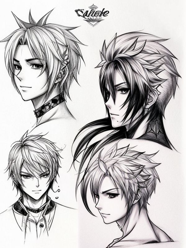 Эскиз тату аниме - Sketch tattoo anime redraw tattoo sketches on a white sheet into a realistic Anime tattoo sketch, with detailed fur texture, lifelike shading, high tatufoto.com 464