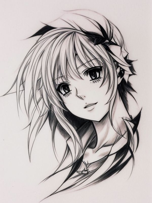 Эскиз тату аниме - Sketch tattoo anime redraw tattoo sketches on a white sheet into a realistic Anime tattoo sketch, with detailed fur texture, lifelike shading, high tatufoto.com 552