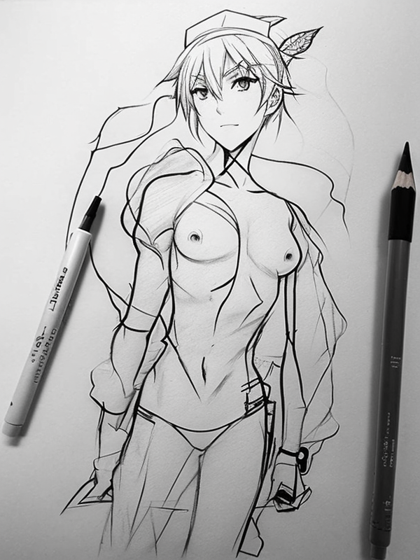 Эскиз тату аниме - Sketch tattoo anime redraw tattoo sketches on a white sheet into a sketchy Anime tattoo sketch, with rough, unfinished lines, quick pencil shading, tatufoto.com 241