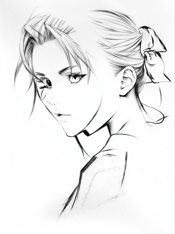 Эскиз тату аниме - Sketch tattoo anime redraw tattoo sketches on a white sheet into a soft, grayscale Anime tattoo sketch, with fine lines and smooth shading, subtle d tatufoto.com 001
