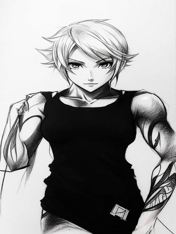 Эскиз тату аниме - Sketch tattoo anime redraw tattoo sketches on a white sheet into a soft, grayscale Anime tattoo sketch, with fine lines and smooth shading, subtle d tatufoto.com 042