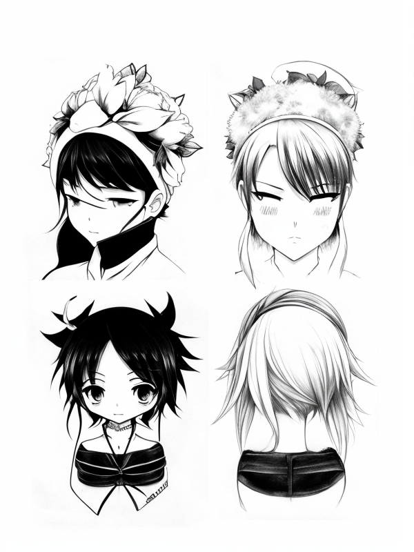 Эскиз тату аниме - Sketch tattoo anime redraw tattoo sketches on a white sheet into a soft, grayscale Anime tattoo sketch, with fine lines and smooth shading, subtle d tatufoto.com 068