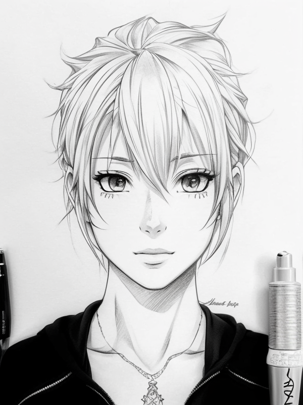 Эскиз тату аниме - Sketch tattoo anime redraw tattoo sketches on a white sheet into a soft, grayscale Anime tattoo sketch, with fine lines and smooth shading, subtle d tatufoto.com 244