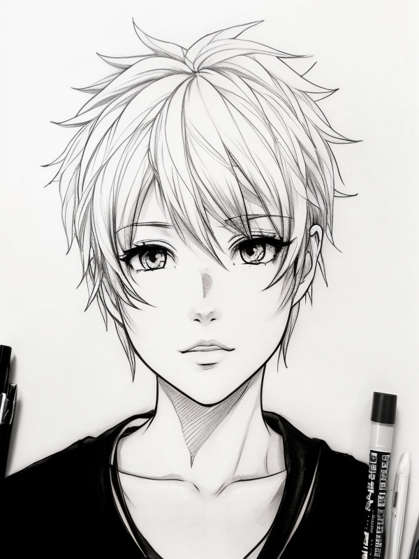 Эскиз тату аниме - Sketch tattoo anime redraw tattoo sketches on a white sheet into a soft, grayscale Anime tattoo sketch, with fine lines and smooth shading, subtle d tatufoto.com 259