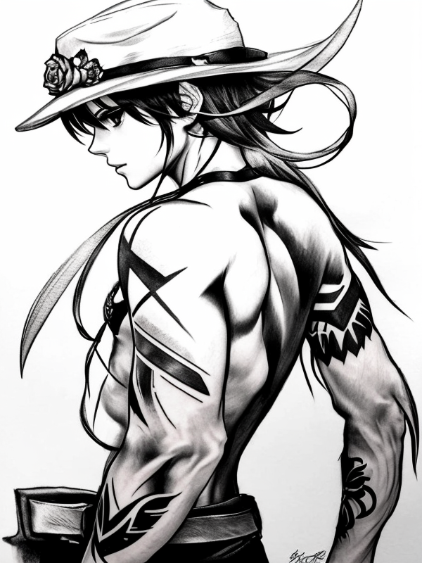 Эскиз тату аниме - Sketch tattoo anime redraw tattoo sketches on a white sheet into a soft, grayscale Anime tattoo sketch, with fine lines and smooth shading, subtle d tatufoto.com 393