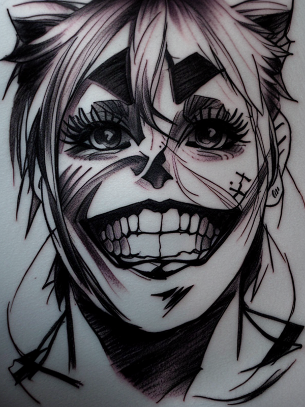 Эскиз тату аниме - Sketch tattoo anime redraw tattoo sketches on a white sheet into a soft pastel Anime tattoo sketch, with light colors, smooth transitions, gentle sh tatufoto.com 132