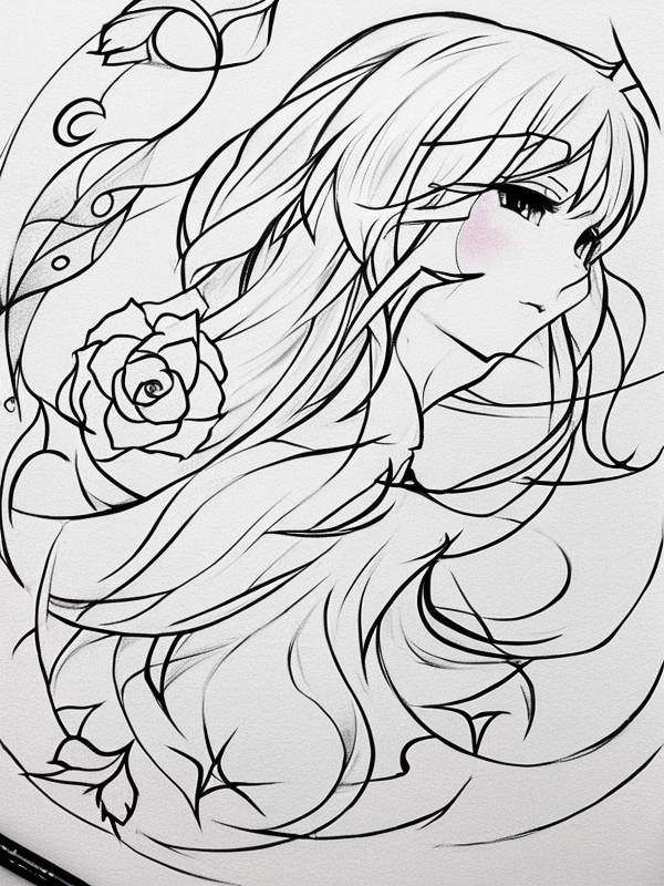Эскиз тату аниме - Sketch tattoo anime redraw tattoo sketches on a white sheet into a soft pastel Anime tattoo sketch, with light colors, smooth transitions, gentle sh tatufoto.com 145