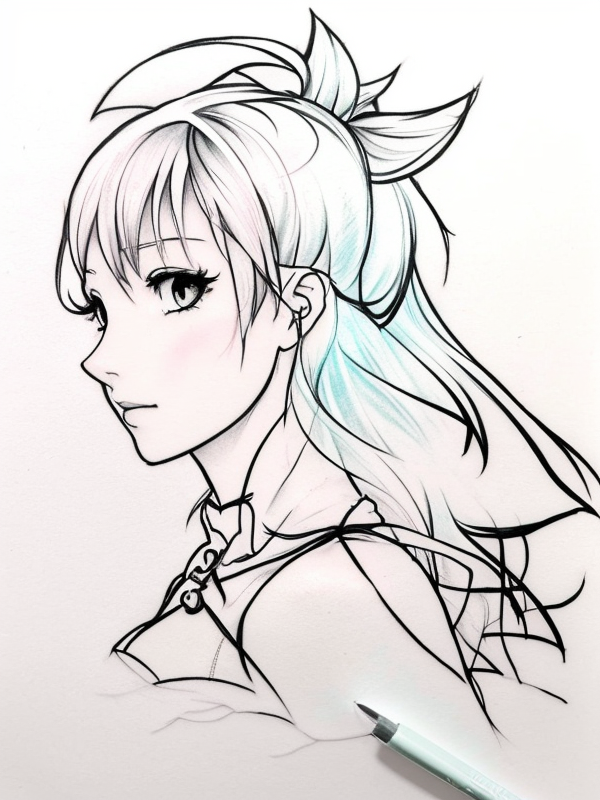 Эскиз тату аниме - Sketch tattoo anime redraw tattoo sketches on a white sheet into a soft pastel Anime tattoo sketch, with light colors, smooth transitions, gentle sh tatufoto.com 320
