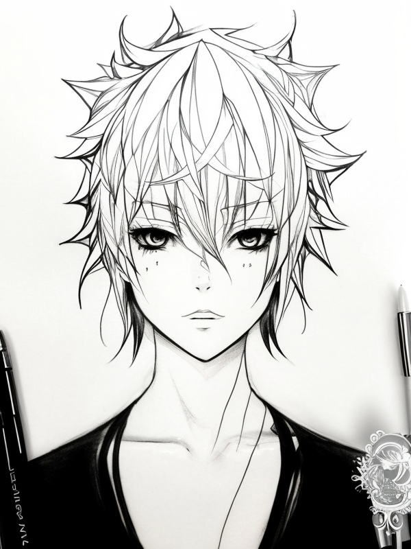 Эскиз тату аниме - Sketch tattoo anime redraw tattoo sketches on a white sheet into a surreal Anime tattoo sketch, with fluid lines, abstract shapes, dreamlike atmosph tatufoto.com 268