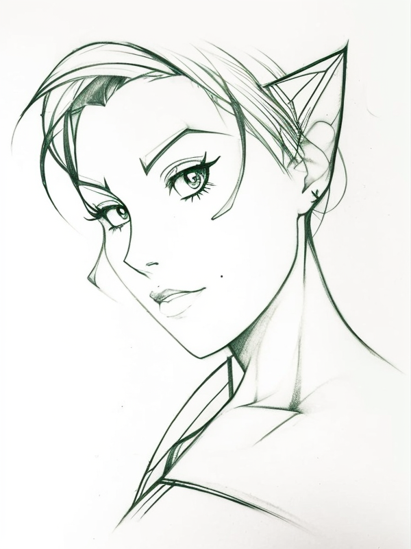 Эскиз тату аниме - Sketch tattoo anime redraw tattoo sketches on a white sheet into an abstract Anime tattoo sketch, with sharp angles, geometric patterns, and minimal tatufoto.com 010