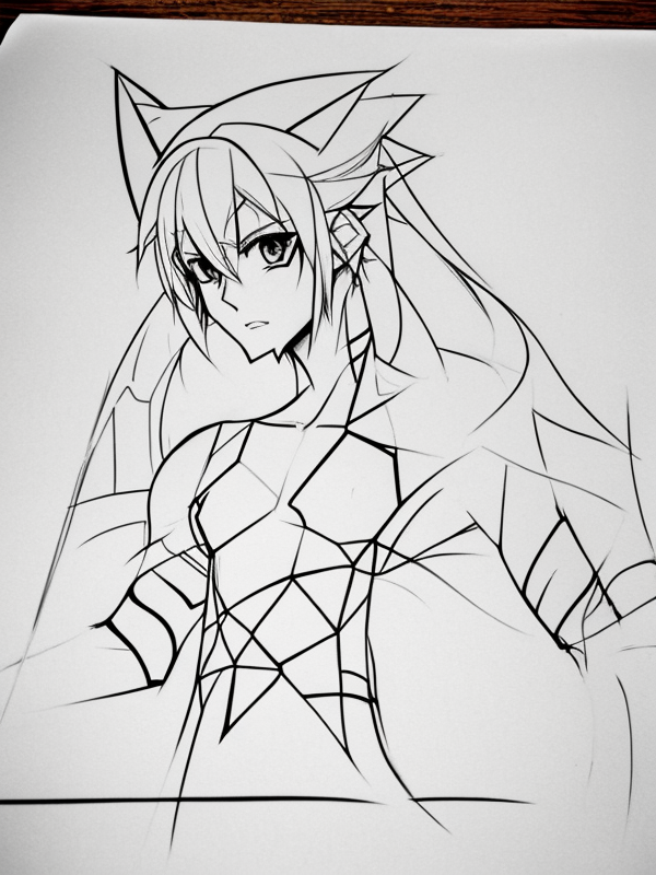Эскиз тату аниме - Sketch tattoo anime redraw tattoo sketches on a white sheet into an abstract Anime tattoo sketch, with sharp angles, geometric patterns, and minimal tatufoto.com 217
